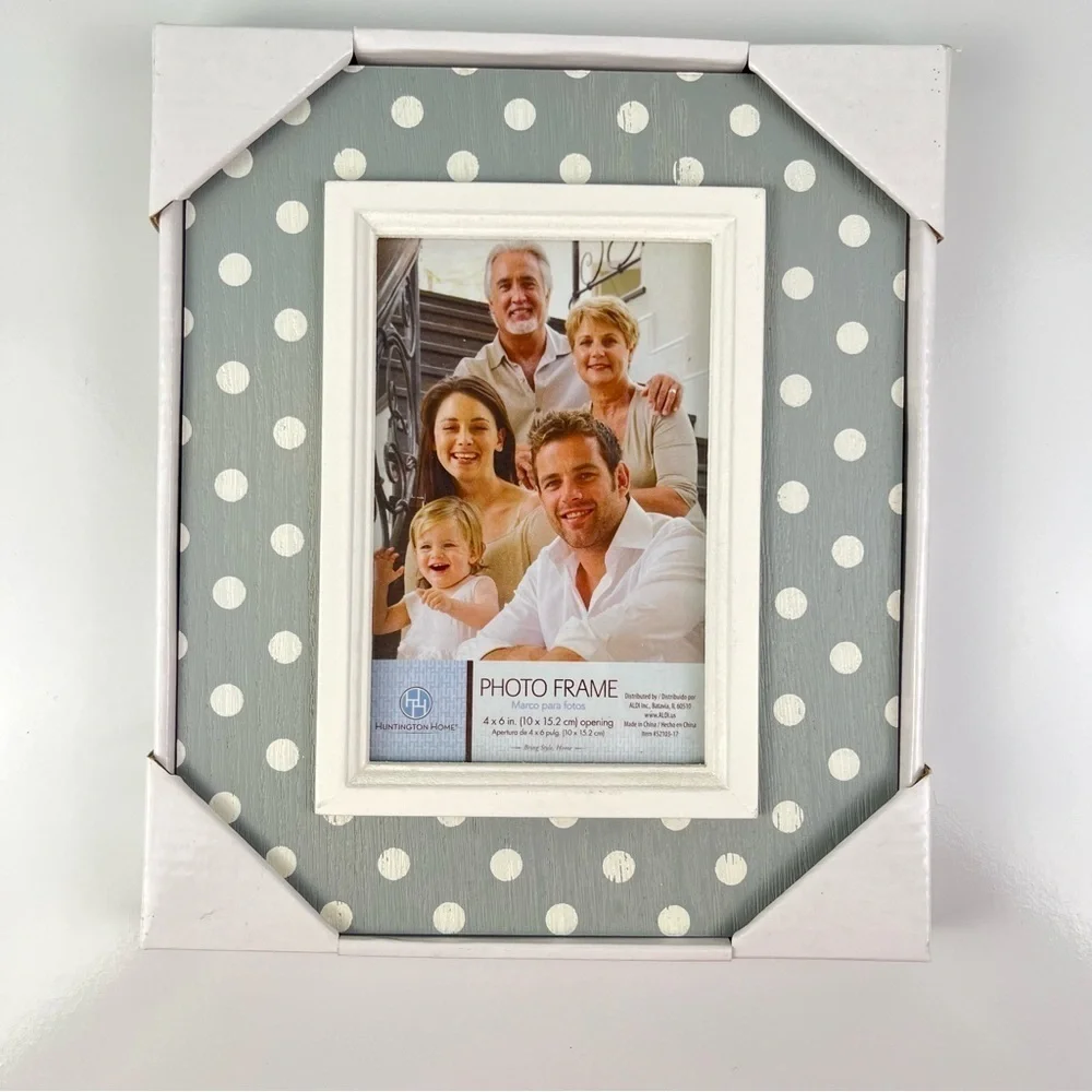 Huntington Home Gray White Polka Dot Picture Frame 4x6 NIB